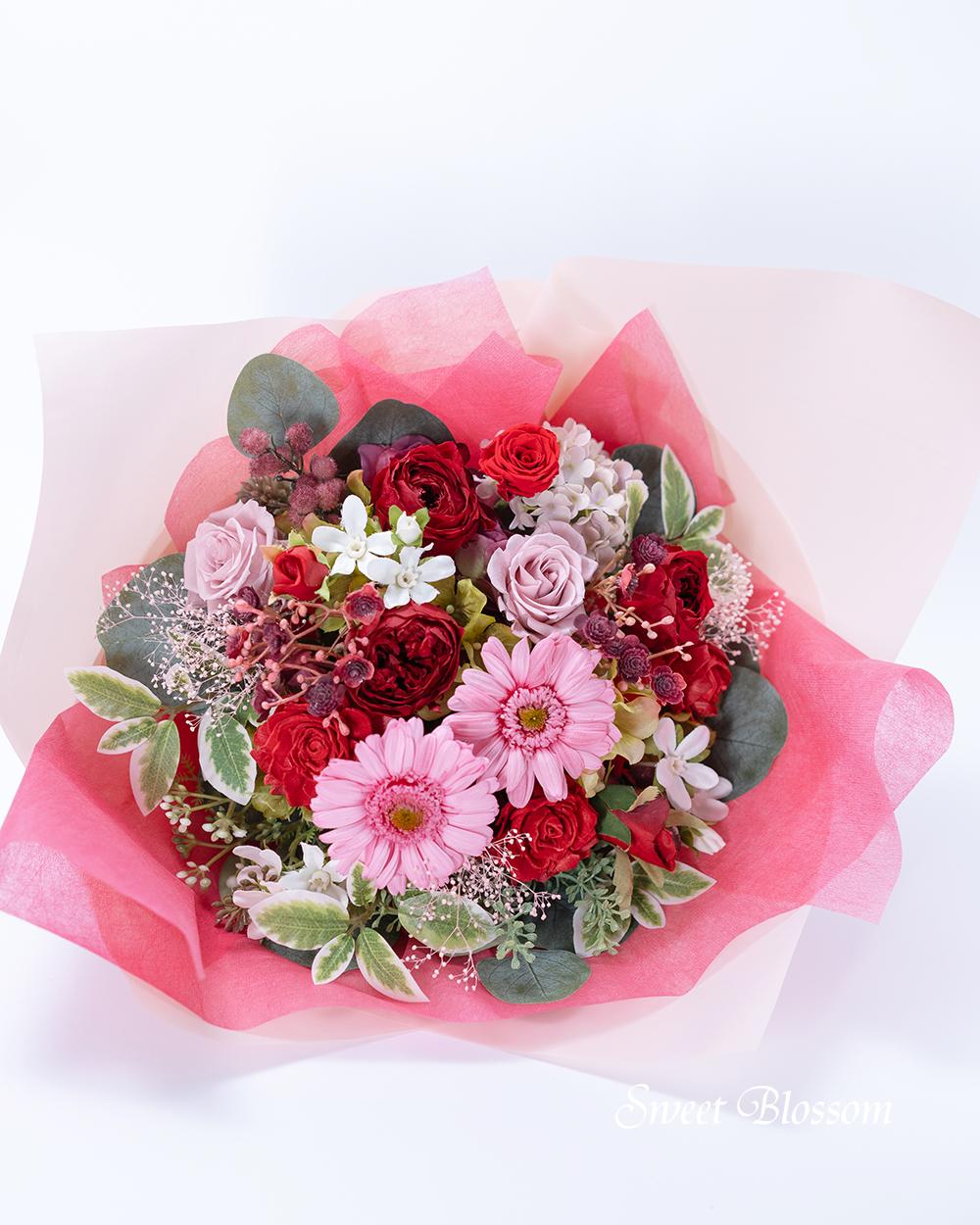 【オーダーメイド】プリザーブドフラワーのガーベラとバラの花束 ※お色変更可1枚目の画像
