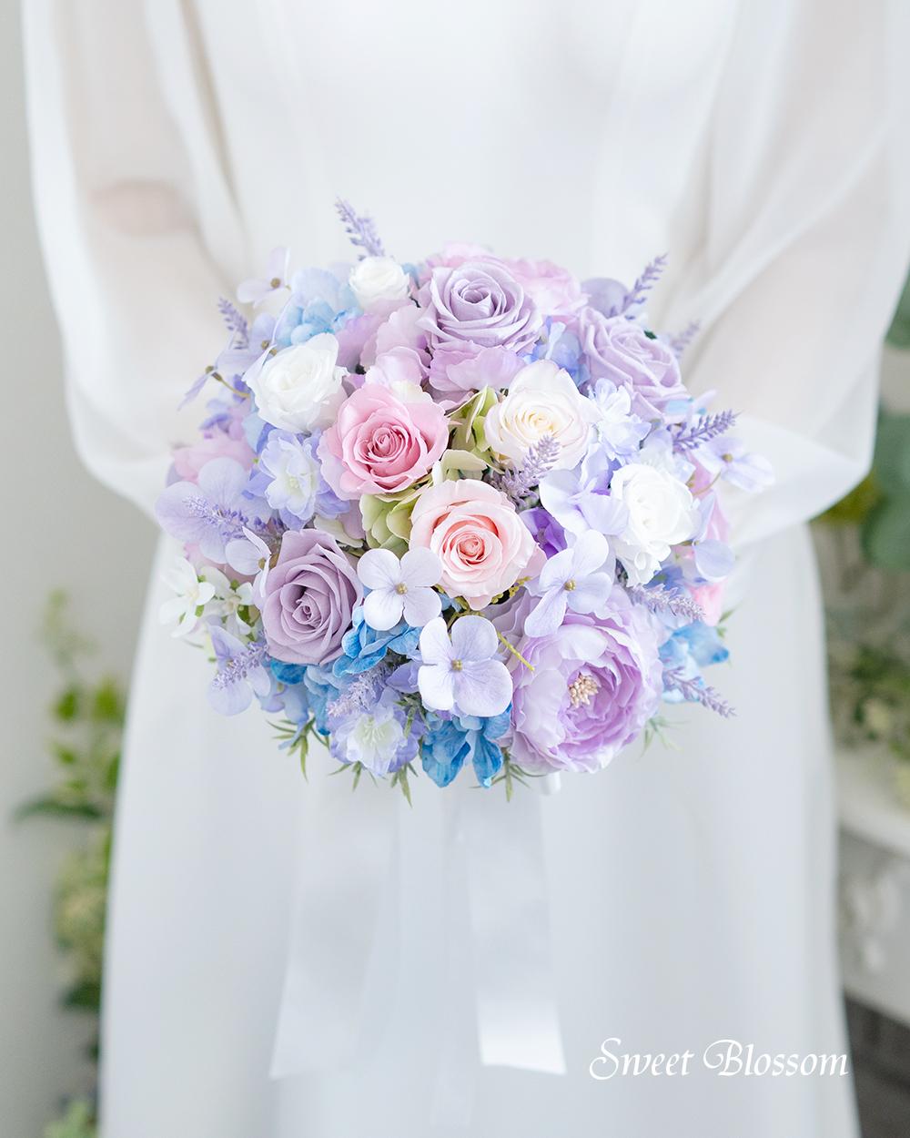 【オーダーメイド】プリザーブドフラワー ソフトラベンダーのナチュラルブーケ&ブートニア1枚目の画像